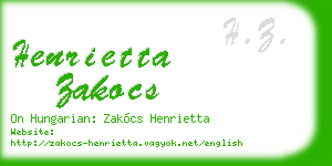 henrietta zakocs business card
