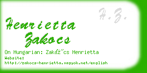 henrietta zakocs business card